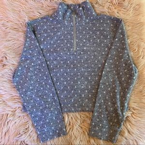 Lou & Grey Polka Dot Mock Zip Neck Top XL